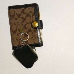 Authentic coach set, leather planner and key chain.
